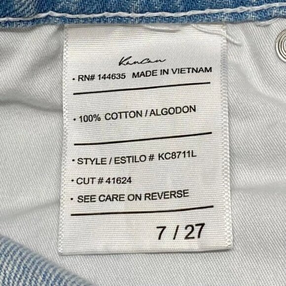 Kancan Women's 7/27 Jean Shorts Blue White Distressed High Rise Ombré Denim NWT - Picture 11 of 13